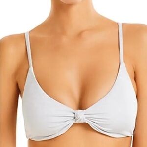 AQUA Bikini Swim Set Knotted Shimmer Size Large RETRO Metallic Silv…